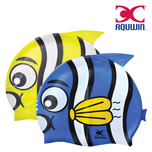 아쿠윈 아동용 실리콘수모 CPP 뉴해수어(StripeFish) 캐릭터수모 소프트핏 수영모