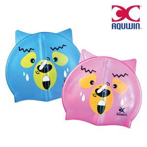 아쿠윈 아동용 실리콘수모 CPP 곰과벌(Bear&amp;Bee) 캐릭터수모 소프트핏 수영모
